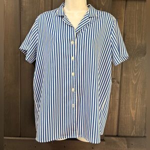 David Matthew Blue and White Striped Button-Up Shirt 16